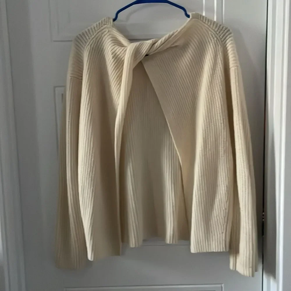 Theory Cream Colored Cashmere Twylina Open Back Sweater